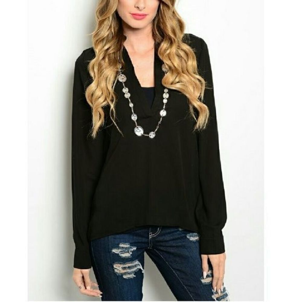 Low V-Neck Blouse